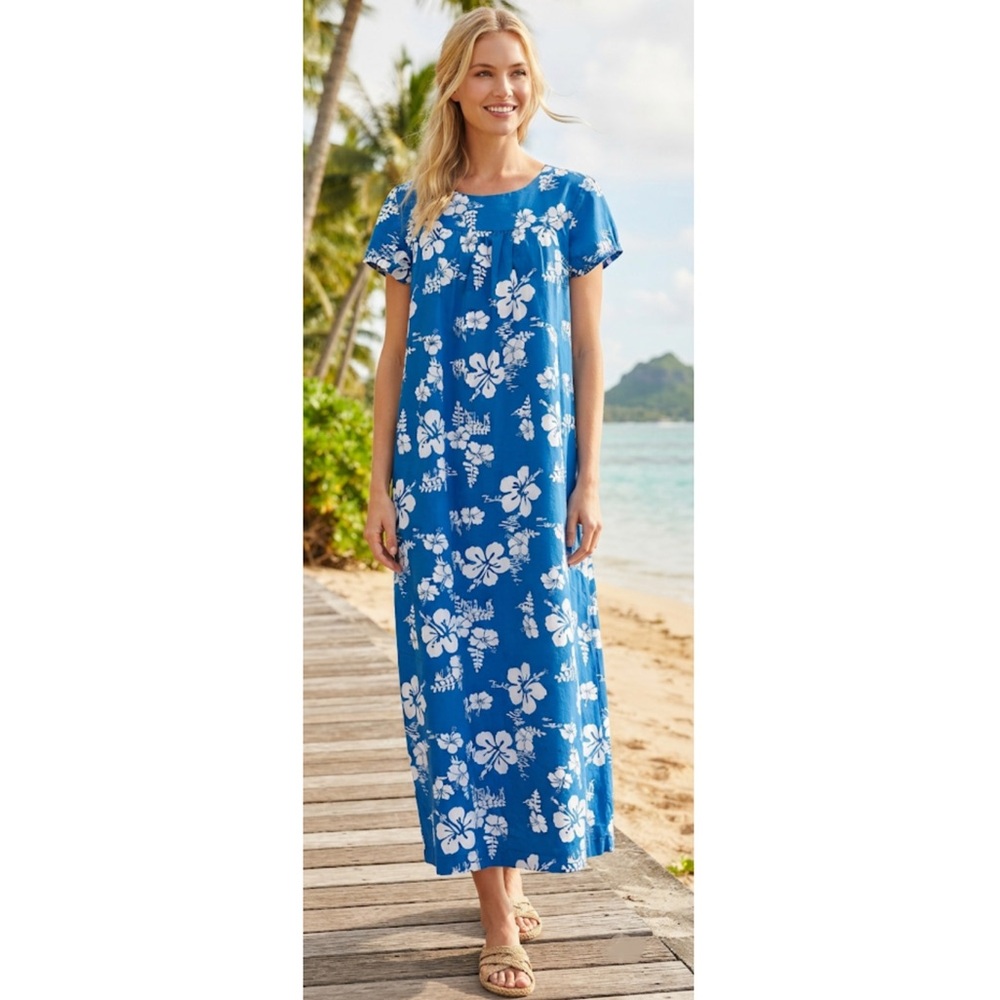 Vintage 70’s Ui-Maikai Hawaiian Floral Print Muumuu Maxi Dress Large